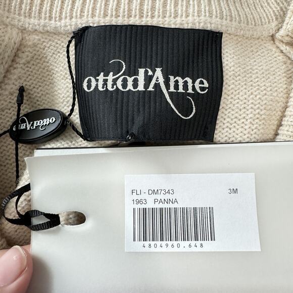 ottod'Ame Wool Blend Fringe Detail Sweater Sz 8 Beige Relaxed Boho Quiet Luxury - Picture 7 of 12